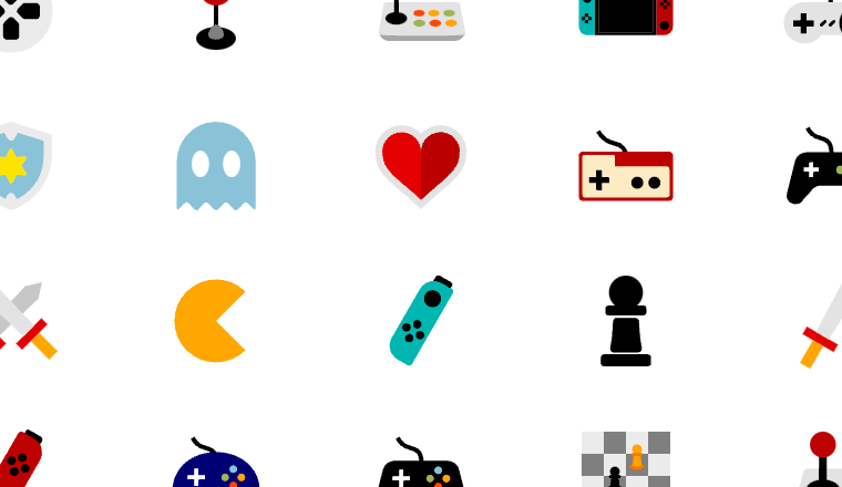 game & recreation icons, including joystick, play, chess, competition / loading.io animated icon set