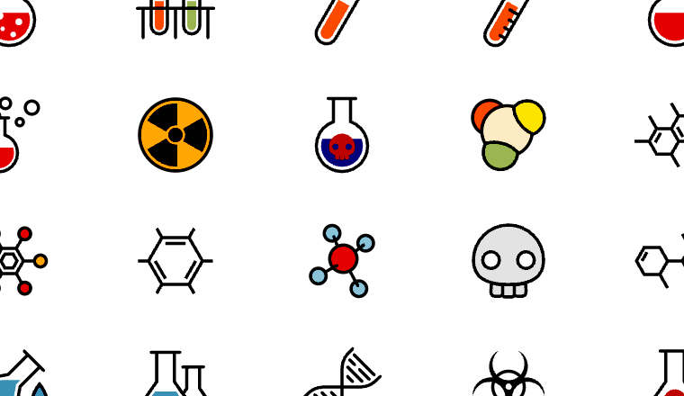 chemistry icons, including chemistry, beakers, bunsen burner, molecules / loading.io animated icon set