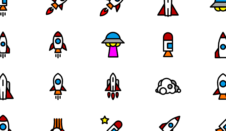 space exploration icons, including rocket, spaceship, interstellar, shuttle / loading.io animated icon set