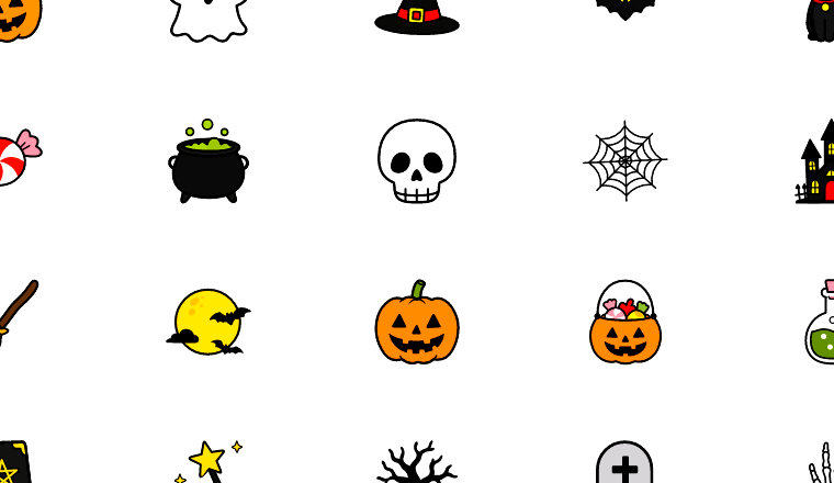bold outline halloween icons, including halloween, spooky, holiday, jack-o-lantern / loading.io animated icon set