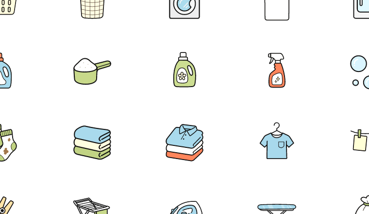 colorful laundry day icons, including washing, laundry, wash, clothes / loading.io animated icon set