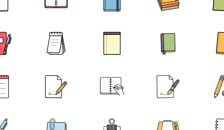 notepad and writing icons icons, including notepad, notes, writing, paper / loading.io animated icon set