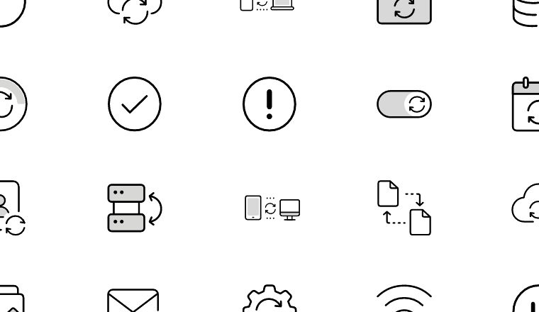 outline sync status icons icons, including sync, synchronize, cloud sync, data transfer / loading.io animated icon set