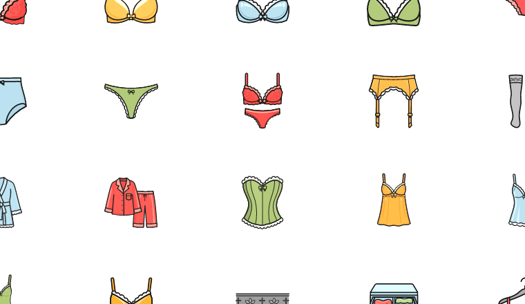pastel lingerie garment icons, including sex, sexy, lingerie, underwear / loading.io animated icon set