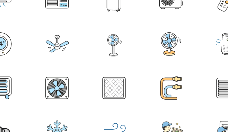 air conditioning cooling icons, including air conditioner, ac, cooling, fan / loading.io animated icon set