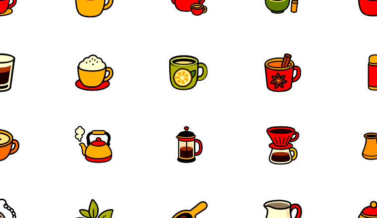 bold hot drink icons icons, including drinks, beverage, coffee, tea / loading.io animated icon set