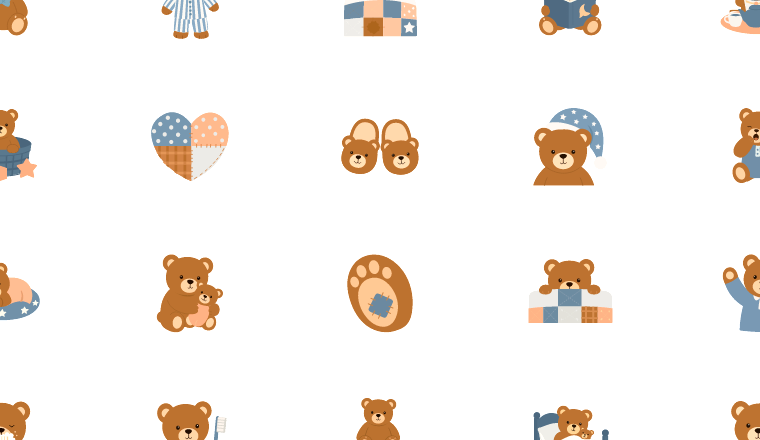soft teddy bedtime icons icons, including bedtime, lullaby, teddy, bear / loading.io animated icon set