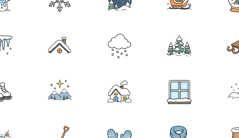 pastel winter holiday icons, including christmas, xmas, holiday, winter / loading.io animated icon set