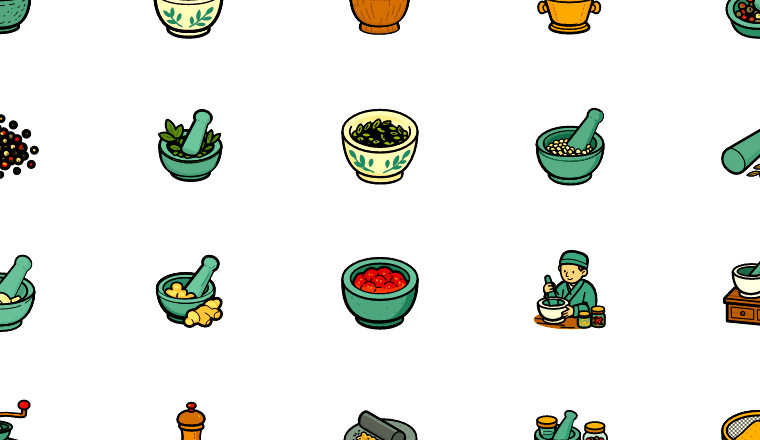 colorful mortar grinding icons, including mortar, pestle, grinding, crushing / loading.io animated icon set