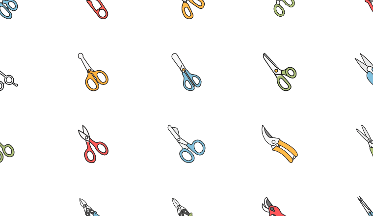 colorful outlined icons, including scissors, shears, snips, cutting tools / loading.io animated icon set