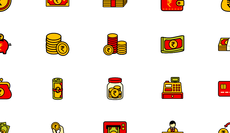 colorful rupee money icons, including rupees, rupee, inr, india / loading.io animated icon set