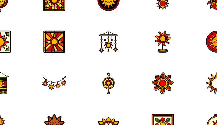 colorful sun craft icons icons, including sun, craft, decor, sunshine / loading.io animated icon set