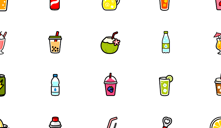 colorful cold drink icons icons, including drinks, beverage, juice, soda / loading.io animated icon set