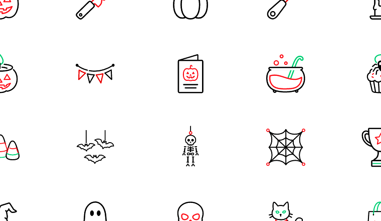 halloween party outline icons, including halloween, halloween party, spooky, celebration / loading.io animated icon set