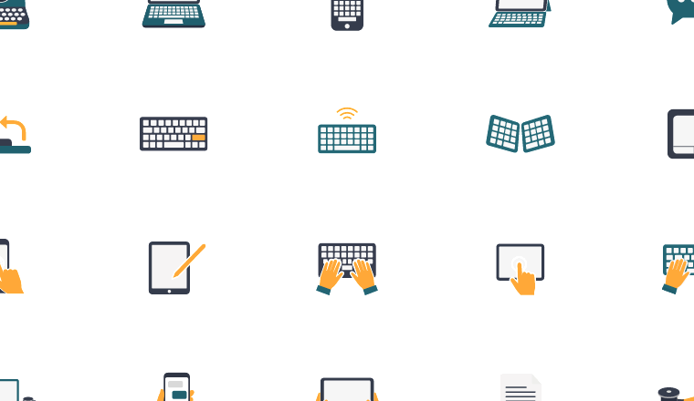 teal typing device icons icons, including typing, keyboard, typewriter, laptop / loading.io animated icon set