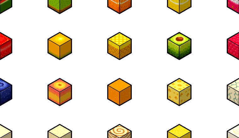 pixel food cubes icons, including food, cube, pixel art, isometric / loading.io animated icon set