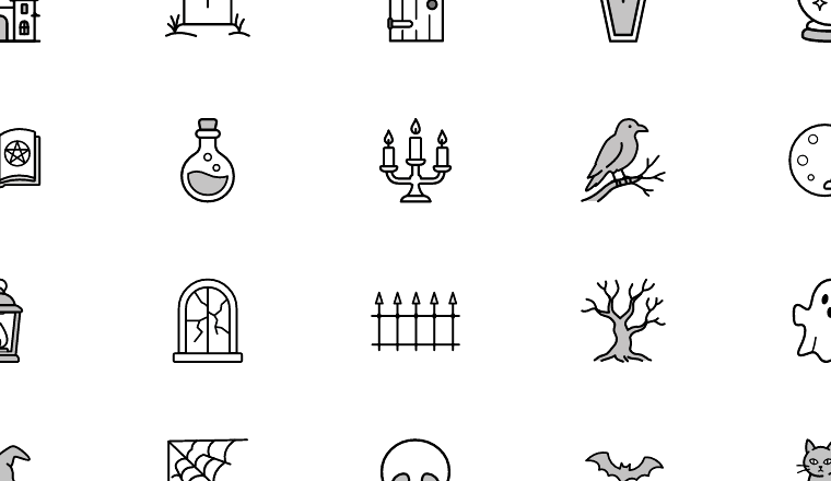 haunted night line icons icons, including halloween, haunted, spooky, horror / loading.io animated icon set
