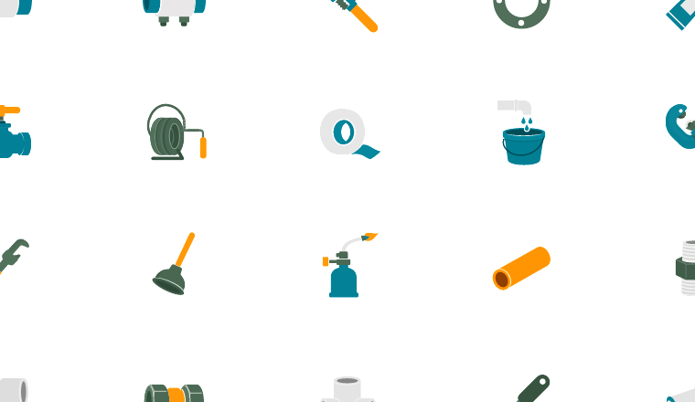 flat plumbing repair icons, including water leaking, water leak, plumbing, repairs / loading.io animated icon set