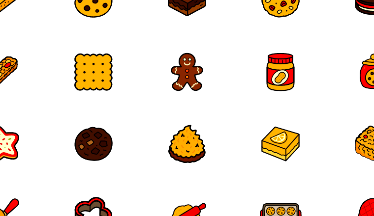 bold cookie and sweet icons, including sweets, cookie, peanut butter, cookie bar / loading.io animated icon set
