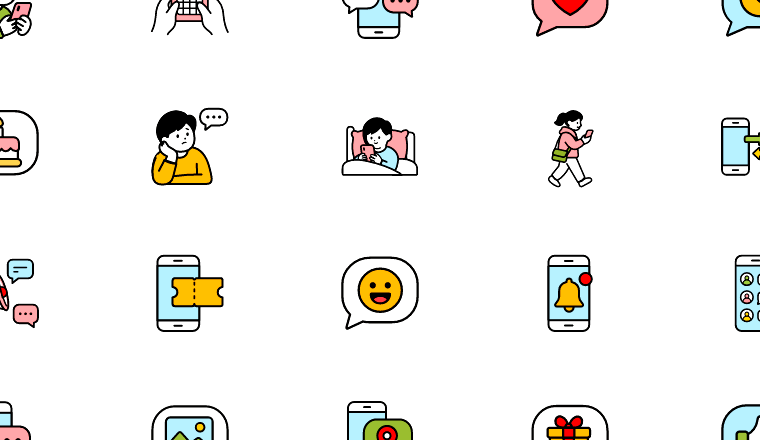 colorful texting icons icons, including sms, texting, messages, chat / loading.io animated icon set