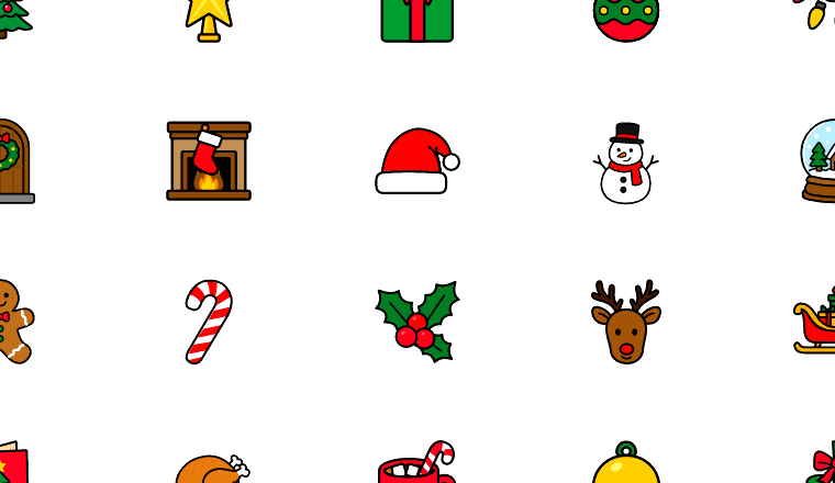 cozy christmas cartoon icons, including christmas, xmas, holiday, winter / loading.io animated icon set