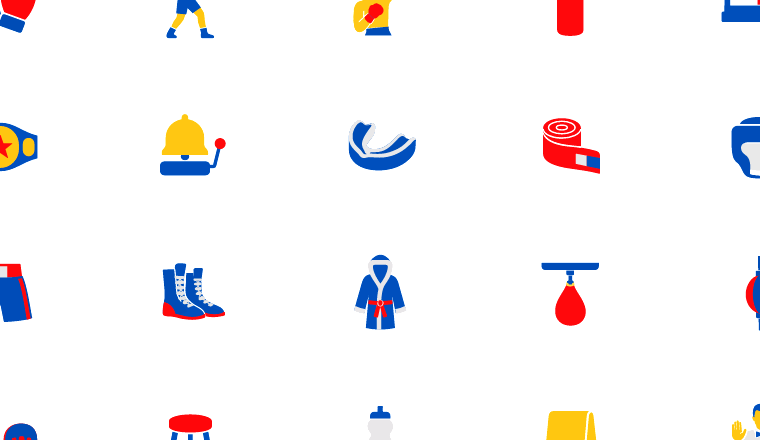 flat boxing equipment icons, including boxing, sports, fight, gloves / loading.io animated icon set