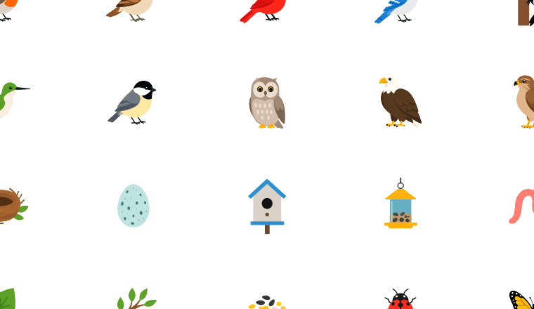 friendly backyard bird icons, including birds, backyard, garden, wildlife / loading.io animated icon set