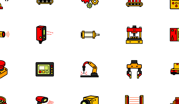 bold industrial icons, including automate, automation, industrial, factory / loading.io animated icon set