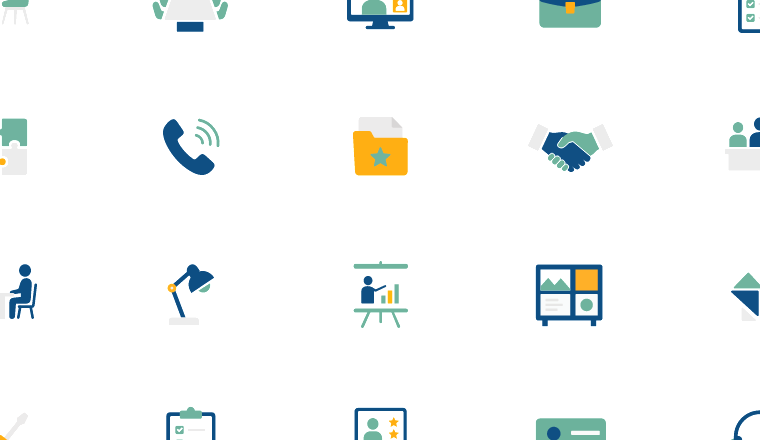 flat recruitment icons, including recruit, recruitment, hiring, interview / loading.io animated icon set