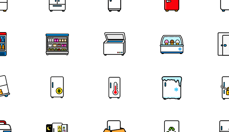 playful outlined fridge icons, including fridge, refrigerator, freezer, cooler / loading.io animated icon set