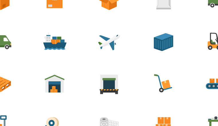 flat shipping logistics icons, including shipping, logistics, delivery, freight / loading.io animated icon set