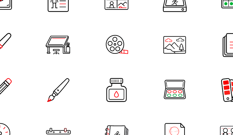 animation production icons, including anime, lastanime, animation, illustration / loading.io animated icon set