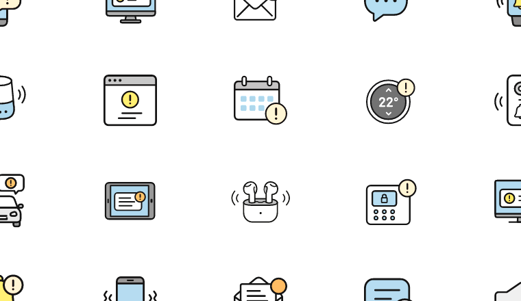 outlined digital icons, including notification, alert, message, digital / loading.io animated icon set