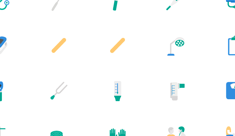 clinical exam icons, including doctor, hospital, medic, clinical / loading.io animated icon set