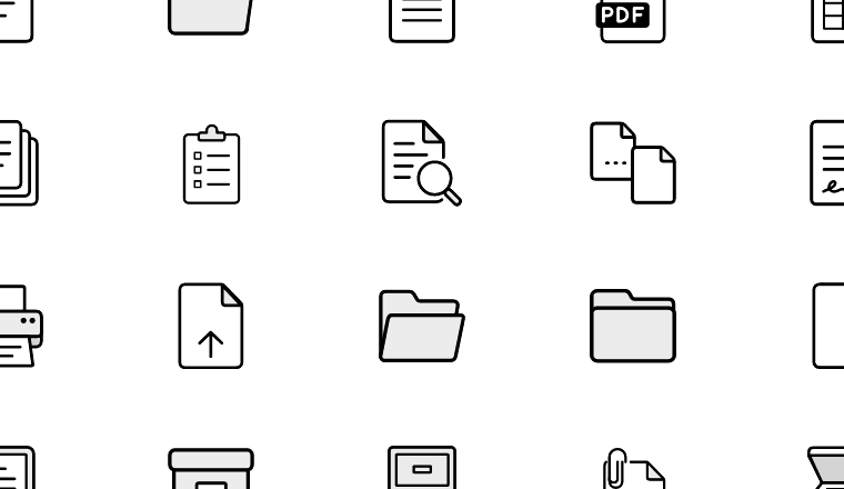 outlined document and icons, including doc, document, file, paper / loading.io animated icon set