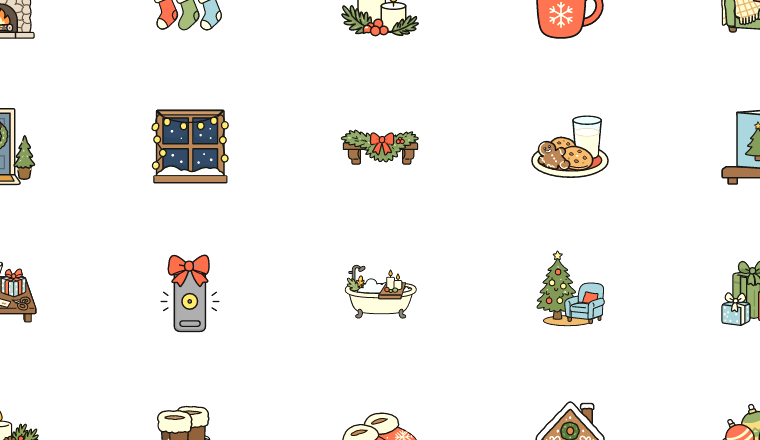 cozy christmas home icons icons, including christmas, xmas, holiday, home / loading.io animated icon set