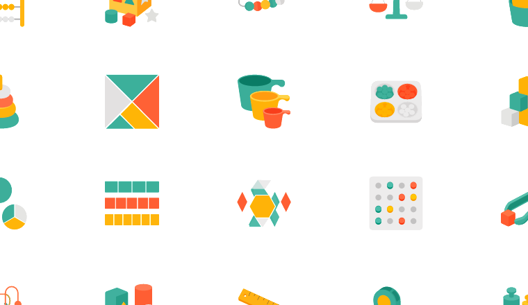 colorful early math icons, including preschool, kindergarten, alphabet, early math / loading.io animated icon set