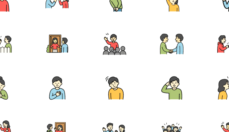 friendly greeting icons, including human waving, human icon waving, greeting, people / loading.io animated icon set