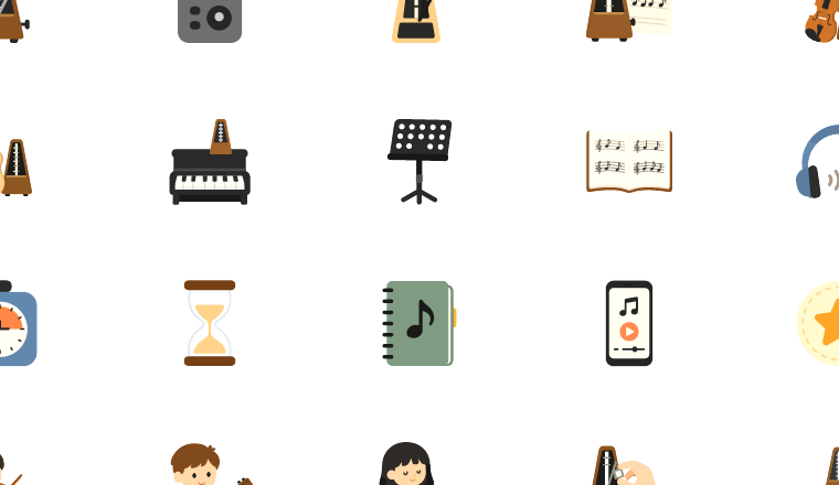 warm music practice icons icons, including metronome, practice, music, tempo / loading.io animated icon set