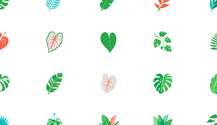 tropical leaf icons, including tropical, foliage, leaves, plants / loading.io animated icon set