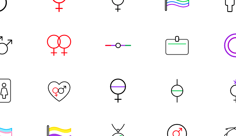 inclusive gender symbols icons, including sex, gender, gender symbol, lgbt / loading.io animated icon set