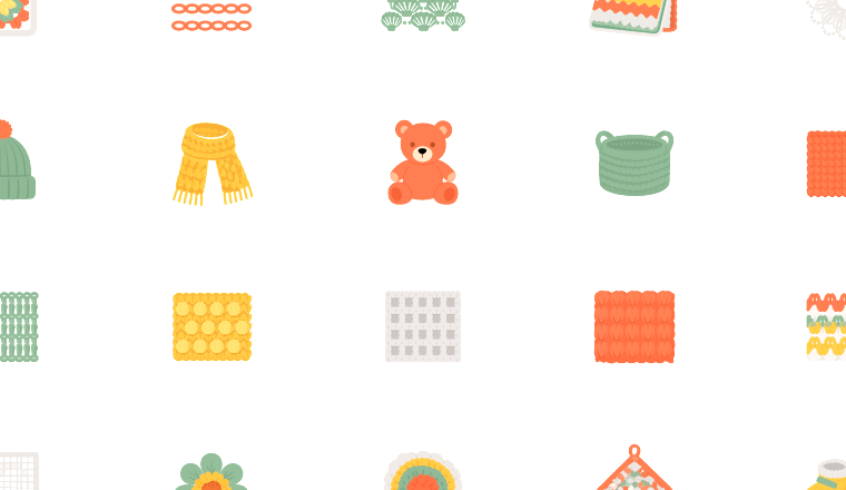 soft crochet stitch icons icons, including crochet, yarn, stitches, handmade / loading.io animated icon set