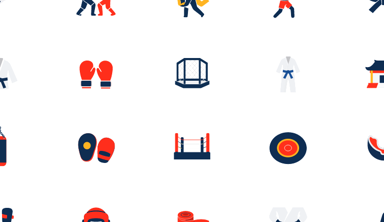 flat combat sports icons icons, including martial arts, combat sports, karate, boxing / loading.io animated icon set