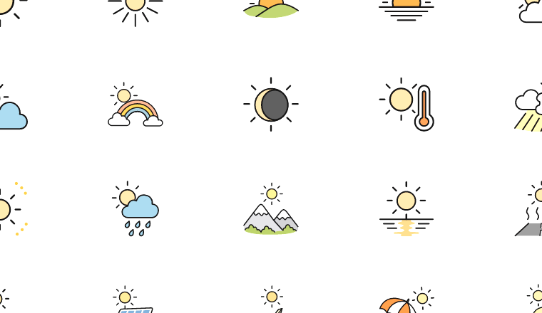 outlined sun weather icons, including sun, weather, sunlight, sunrise / loading.io animated icon set