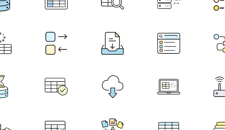 data retrieval outline icons, including retrieving data, data, fetch, loading / loading.io animated icon set