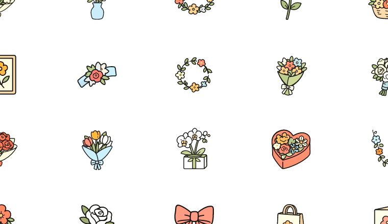 charming floral gifts icons, including flower, floral, bouquet, gift / loading.io animated icon set