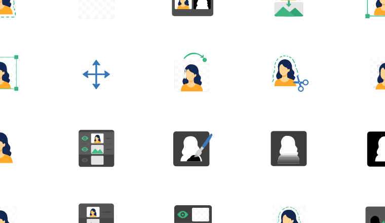 flat photo selection icons, including lasso, photo editing, selection, cutout / loading.io animated icon set