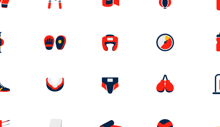 flat boxing training icons, including boxing, training, fitness, gym / loading.io animated icon set