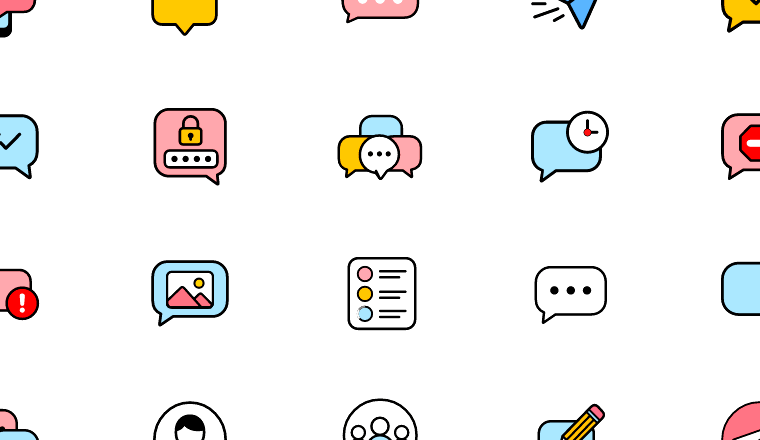 colorful sms chat icons icons, including sms, texting, messaging, chat / loading.io animated icon set