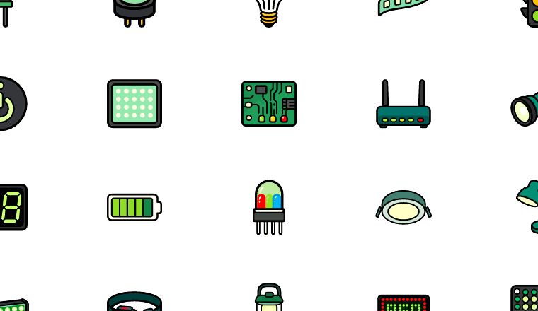 outlined led light icons icons, including led, green led, light, indicator / loading.io animated icon set